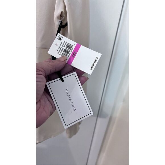 1 STATE SHEER CHIFFON LONG SLEEVED TOP SHAWL COLLAR SIZE XXS NEW - Picture 5 of 11